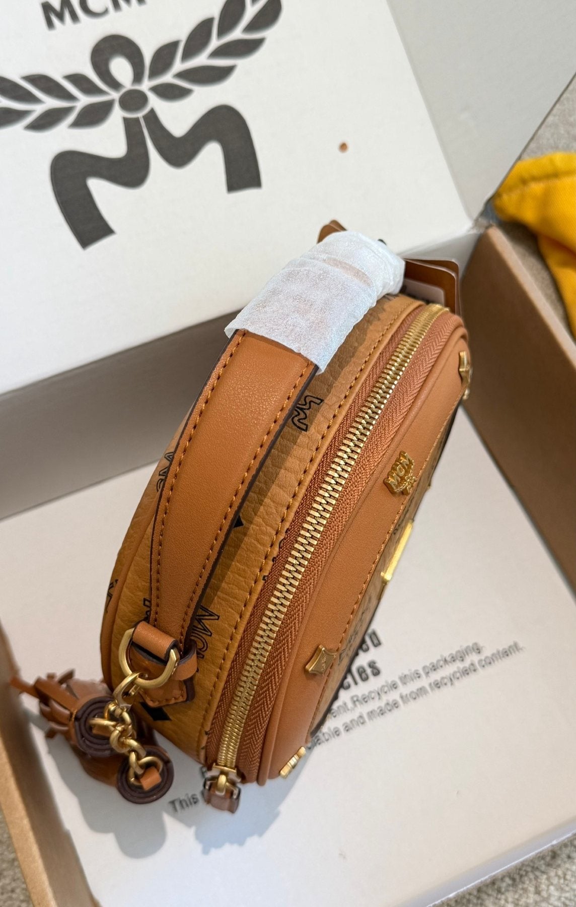 MCM Visetos Studded Circular Crossbody Bag — side