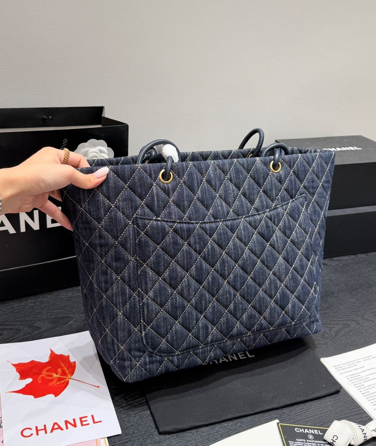 Chanel Cambon Quilted Denim Tote — back
