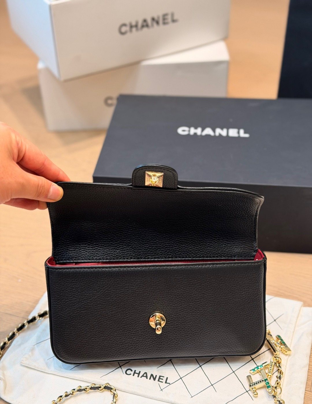 Chanel Letter-Charm Chain Flap Shoulder Bag — front