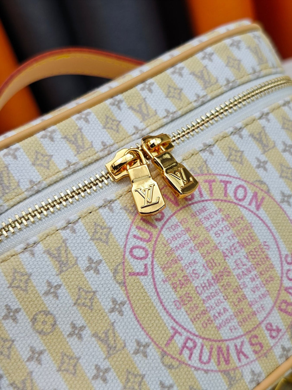 Louis Vuitton Nice Louis Vuitton Stamp Striped Vanity Case — detail