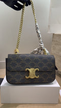 Celine Triomphe Chain-Strap Flap Shoulder Bag — hero