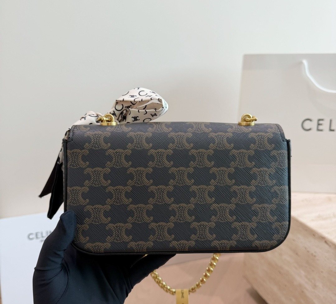 Celine Triomphe Chain-Strap Flap Shoulder Bag — back