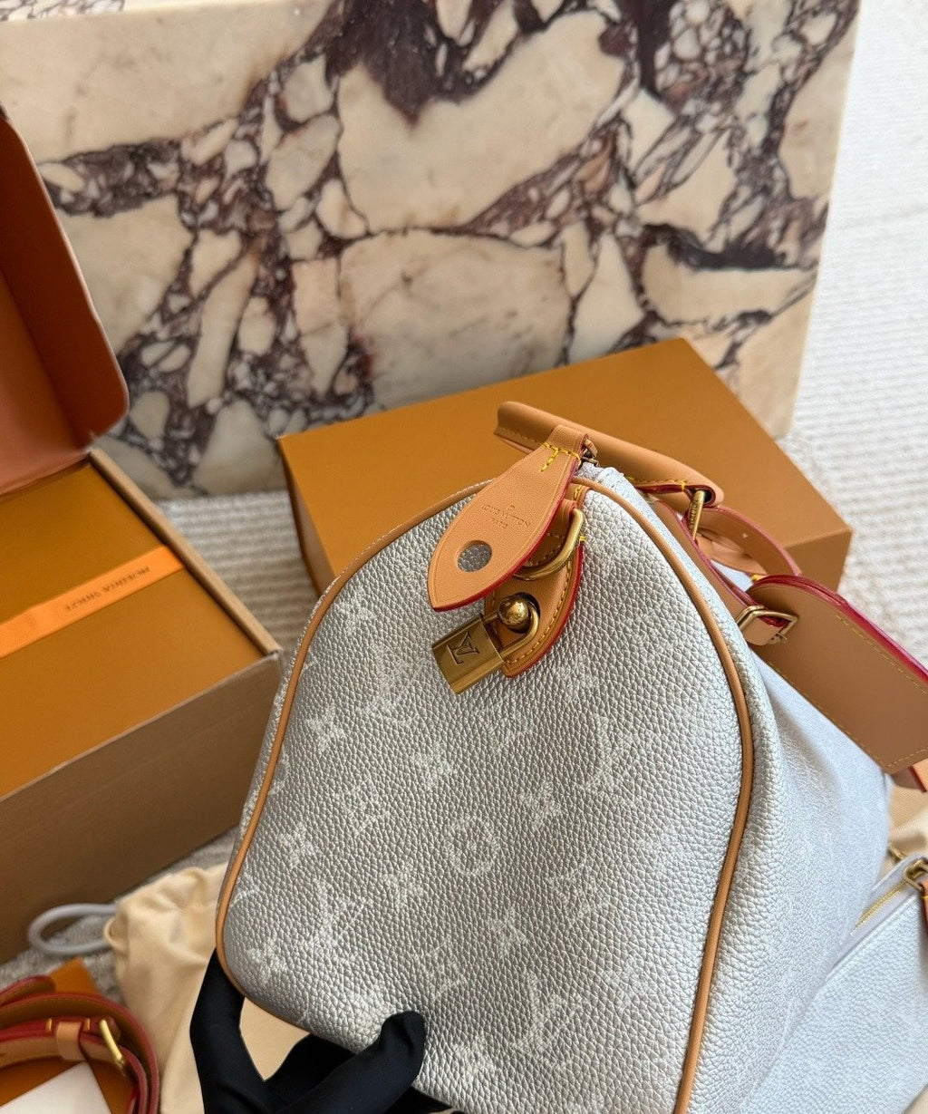 Louis Vuitton Speedy Silver Monogram Barrel Bag — detail