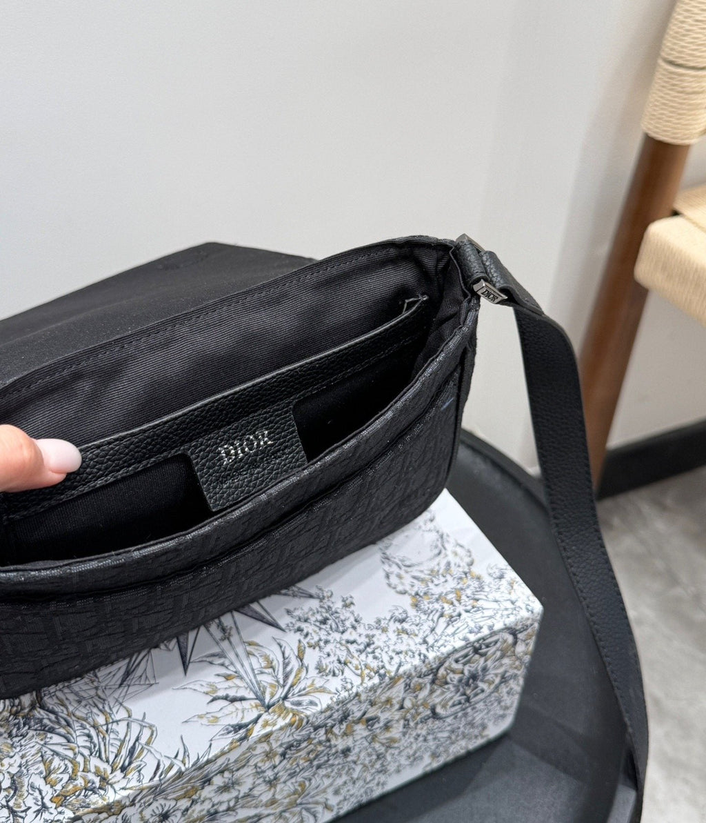 Dior Dark Monogram Flap Messenger Bag — detail