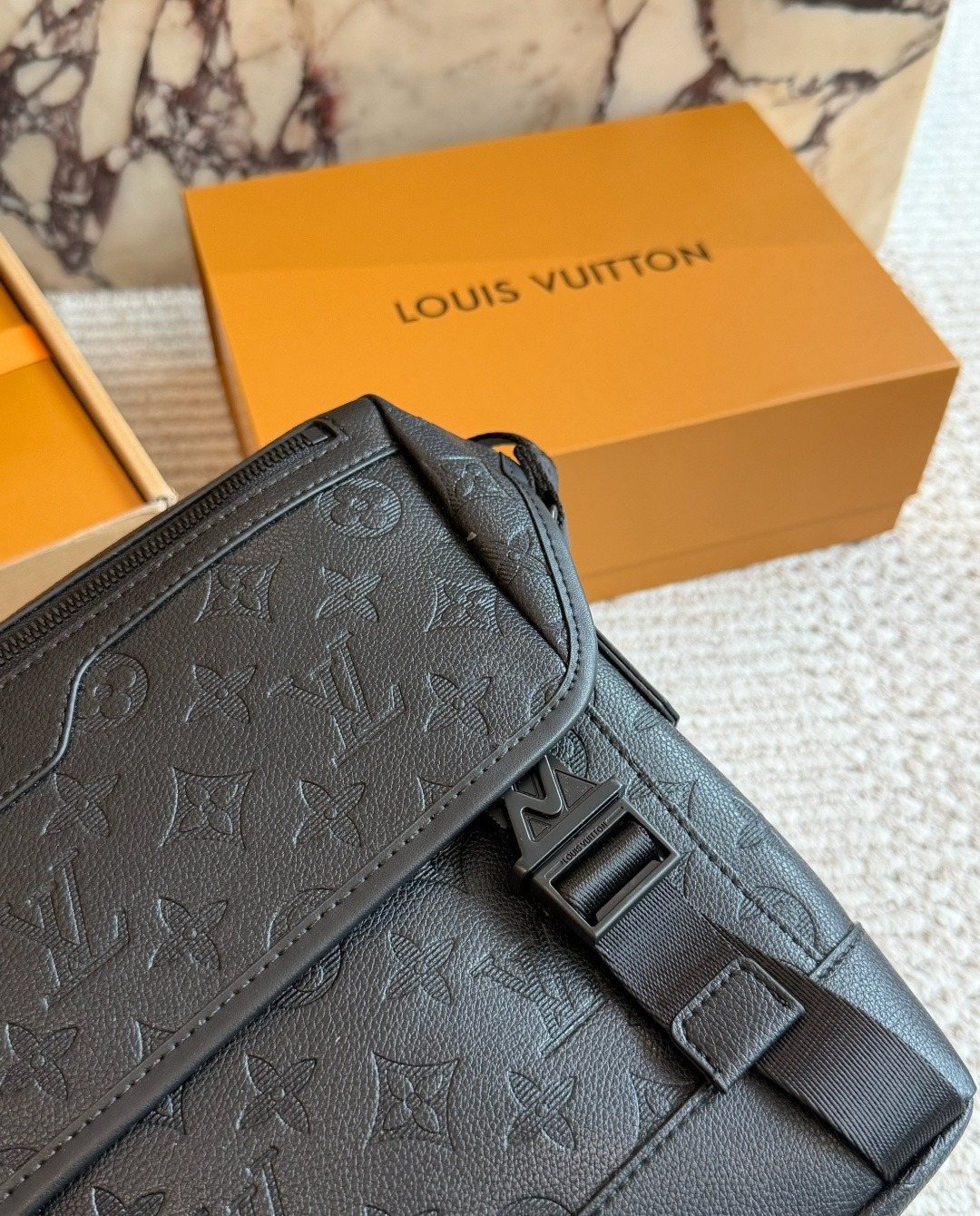 Louis Vuitton Monogram Buckle-Tab Messenger Bag — detail