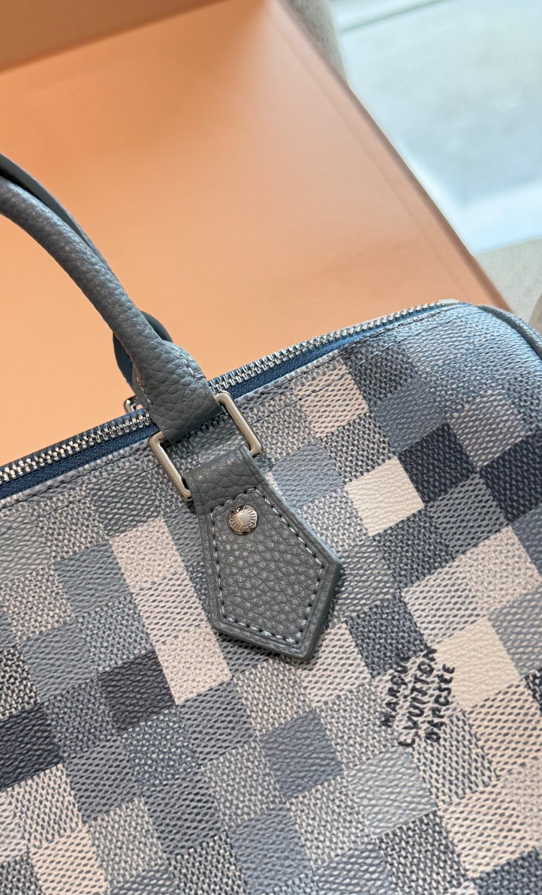Louis Vuitton Speedy Blue Checker Satchel — detail