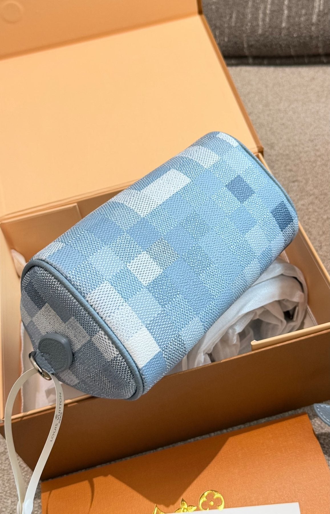Louis Vuitton Speedy Blue Checker Satchel — detail
