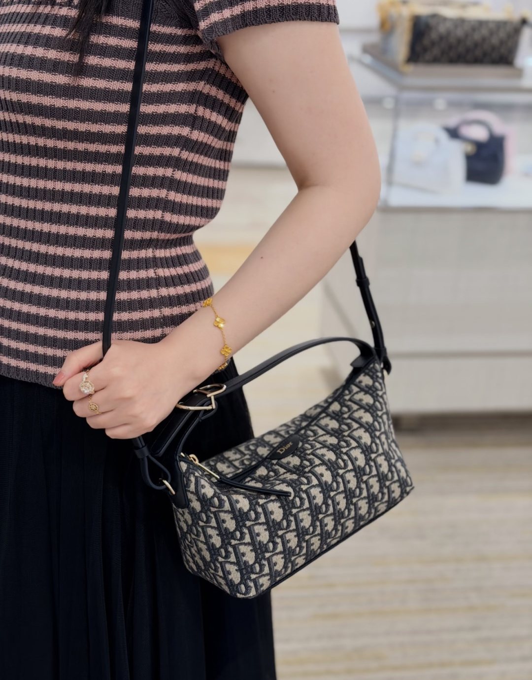 Dior Nomad Oblique Top-Handle Shoulder Bag — model
