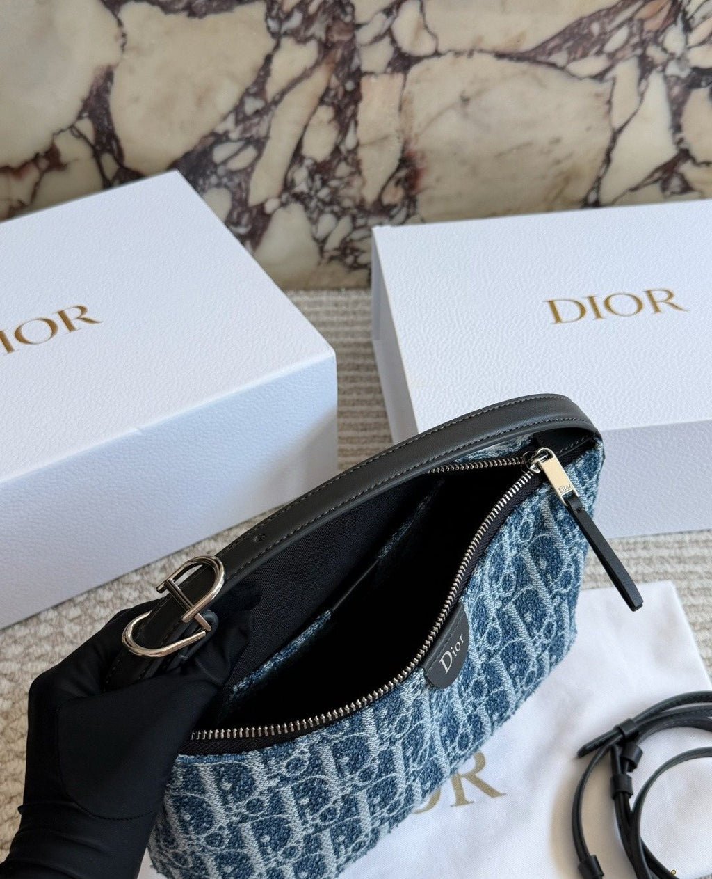 Dior Nomad Oblique Top-Handle Shoulder Bag — detail
