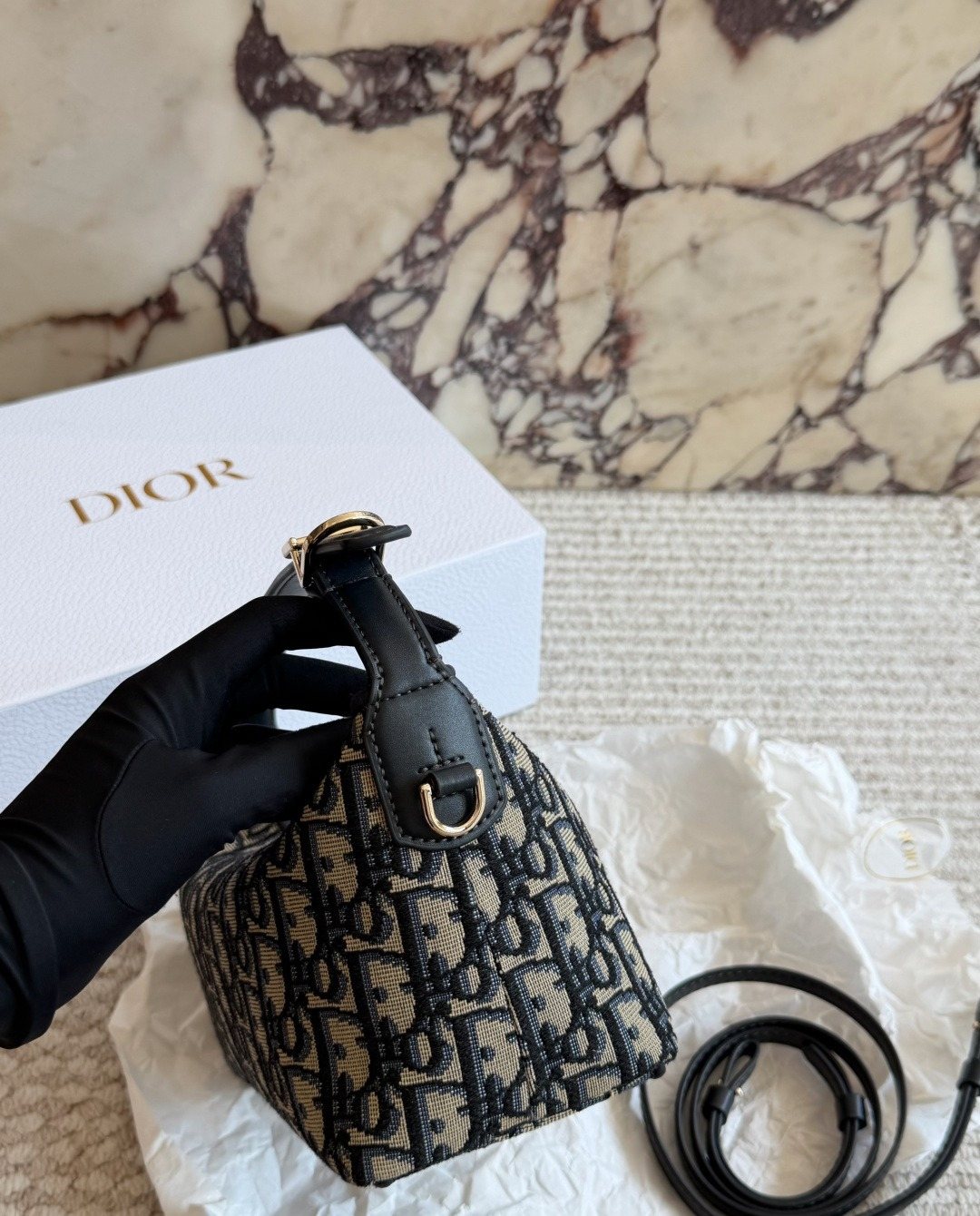 Dior Nomad Oblique Top-Handle Shoulder Bag — side