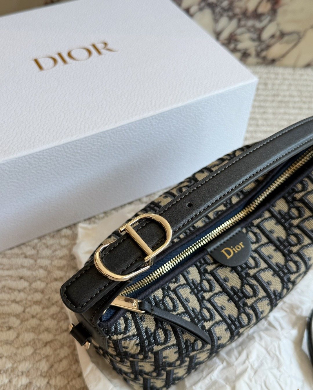 Dior Nomad Oblique Top-Handle Shoulder Bag — detail