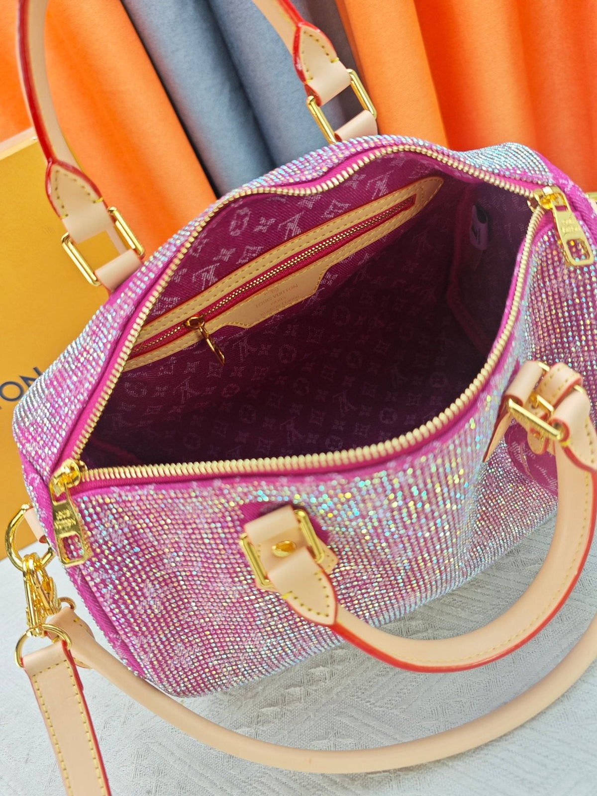 Louis Vuitton Speedy Bandoulière Embellished Monogram Bag — detail