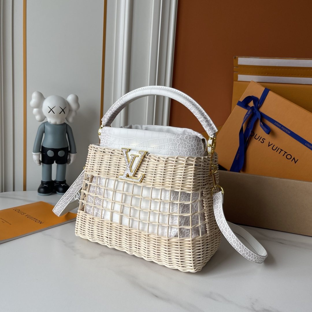 Louis Vuitton Capucines BB Rattan Woven Top-Handle Bag — side