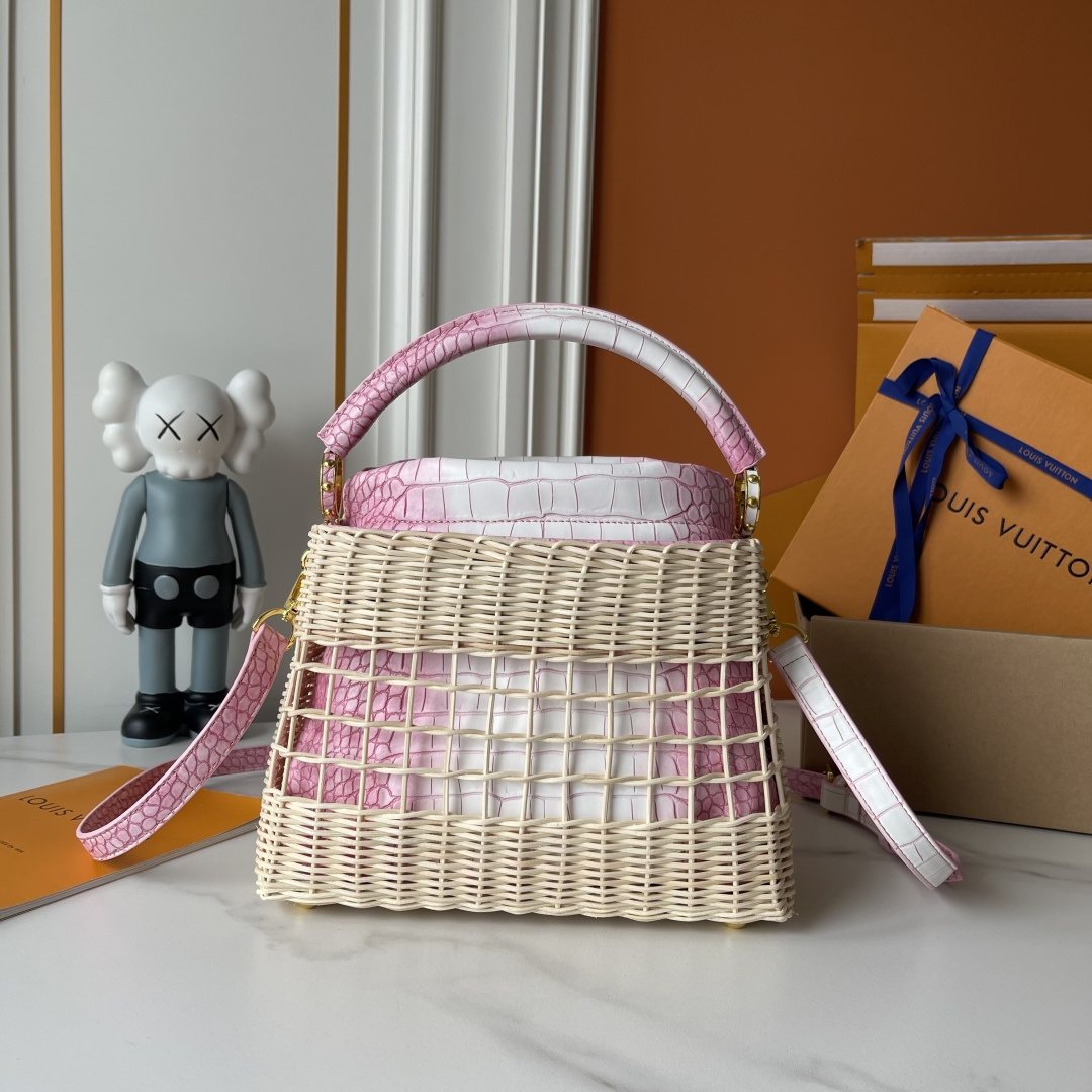 Louis Vuitton Capucines BB Rattan Woven Top-Handle Bag — back