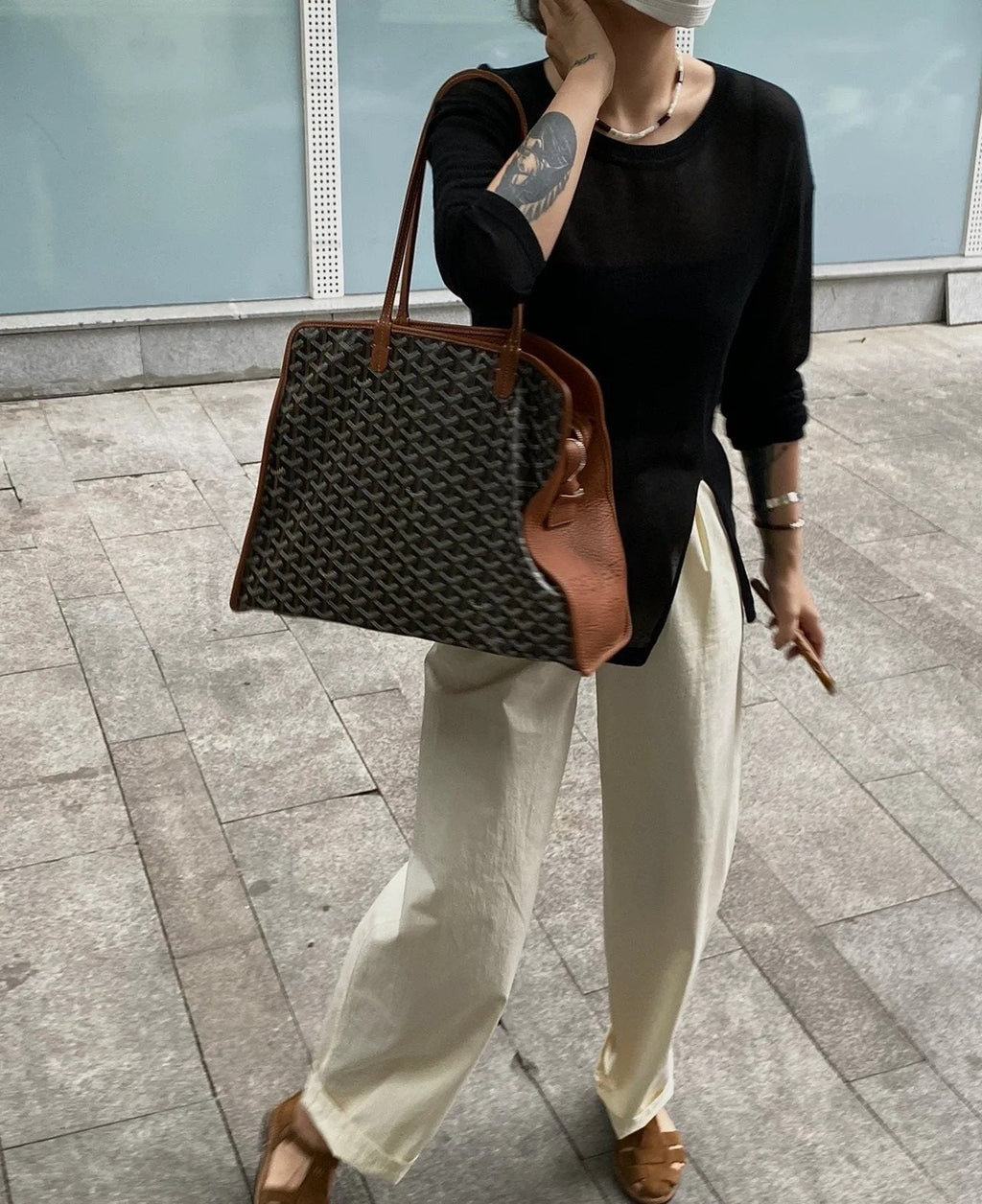 Goyard Hardy Patterned Tote Bag — model