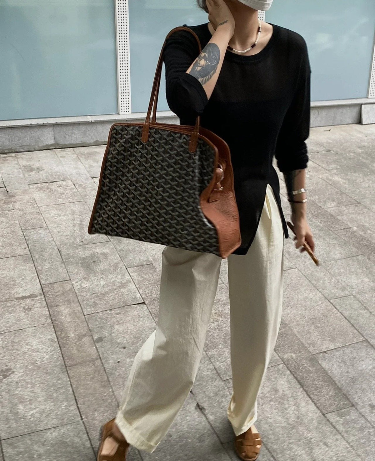 Goyard Hardy Patterned Tote Bag — model