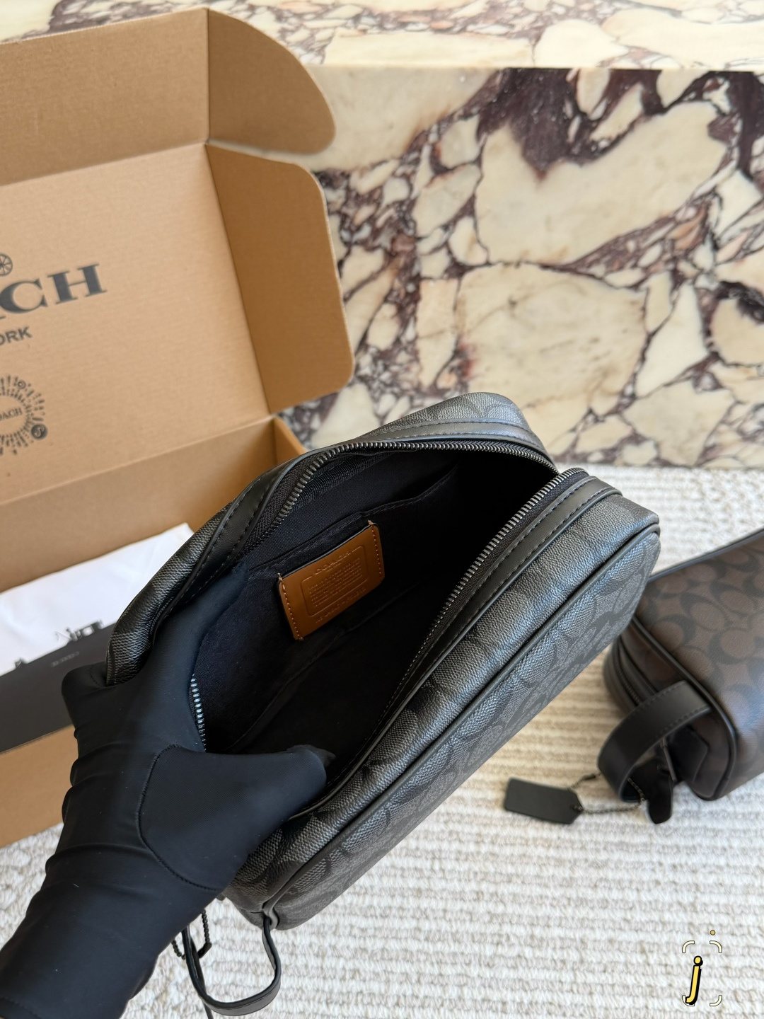 Coach C-Pattern Wrist Loop Toiletry Bag — front