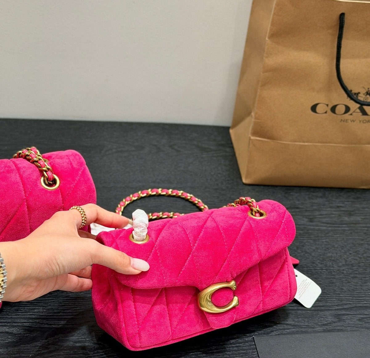 Coach Quilted Tabby Chain Shoulder Bag — front