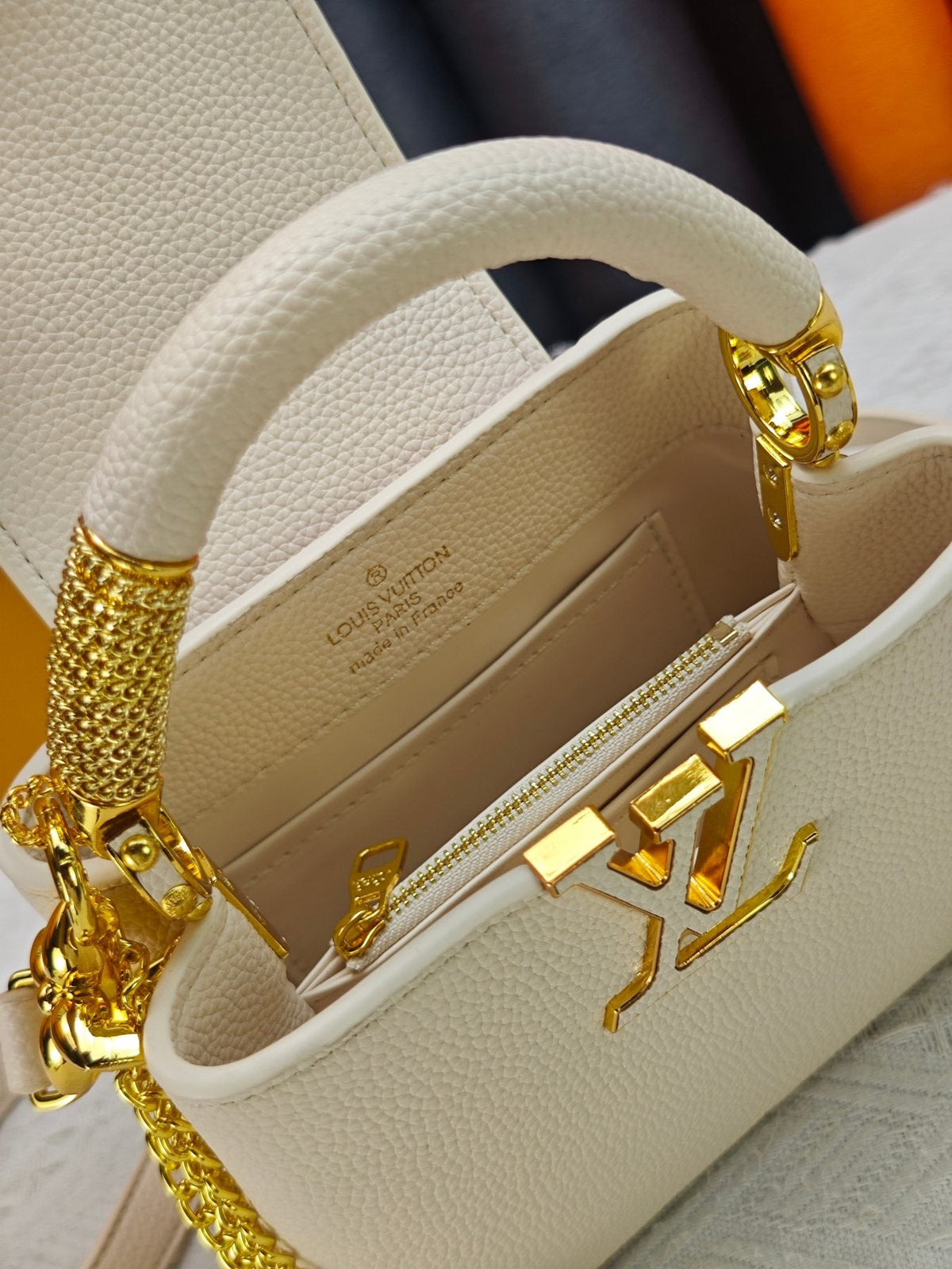 Louis Vuitton Capucines Chain Charm Top-Handle Bag — detail