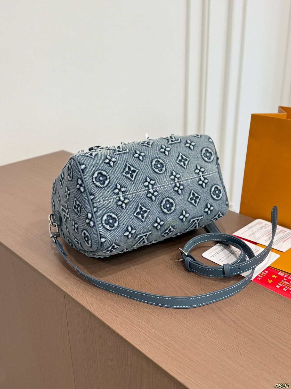 Louis Vuitton Speedy Embellished Denim Satchel — detail