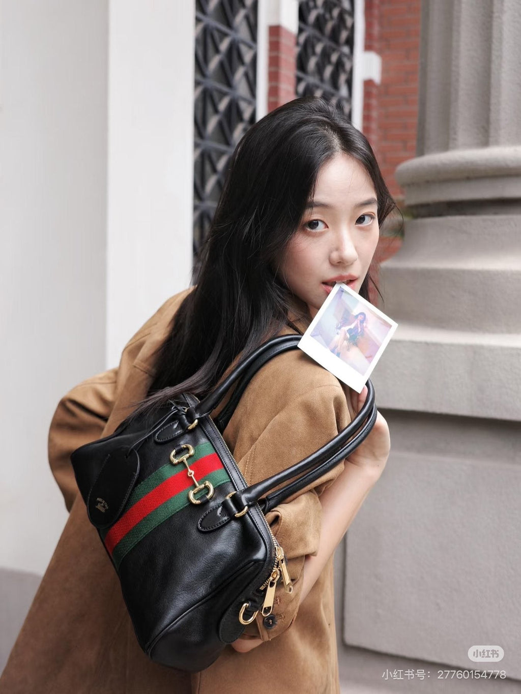 Gucci Paparazzo Striped Shoulder Bag — model
