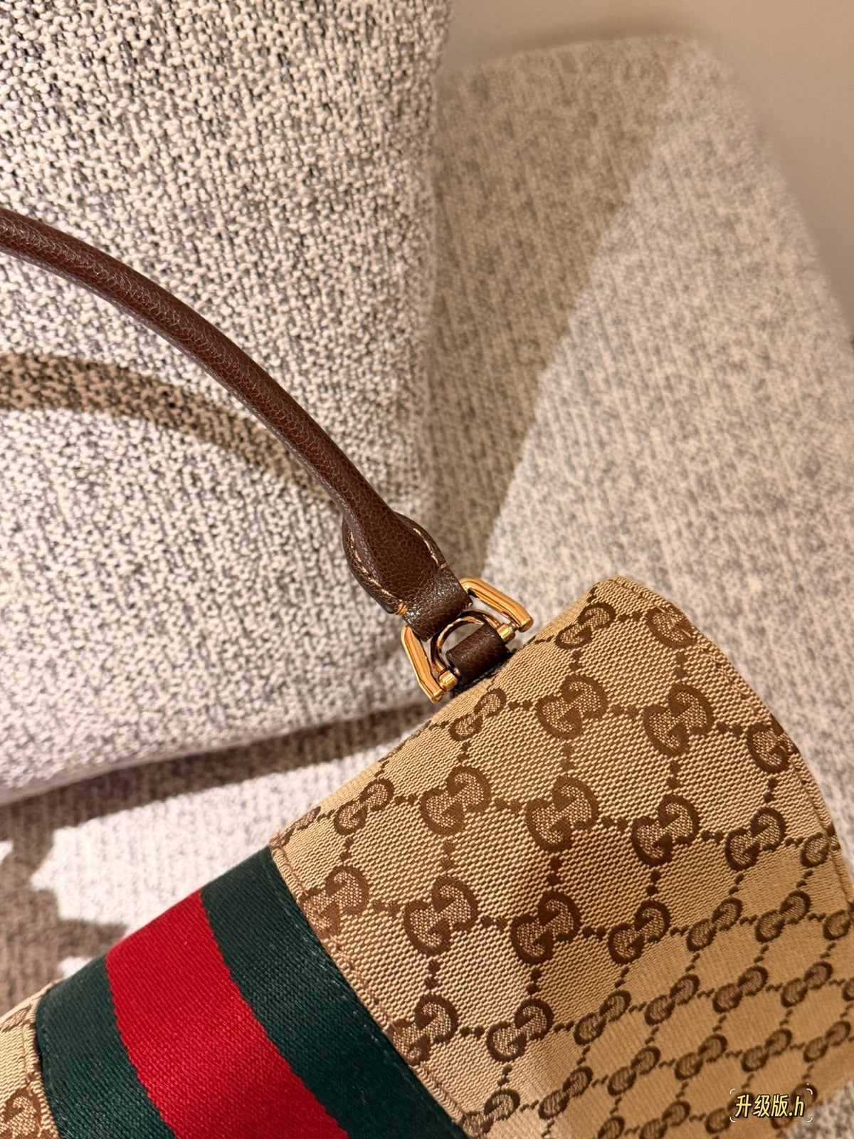 GG Paparazzo Monogram Horsebit Messenger Bag — detail