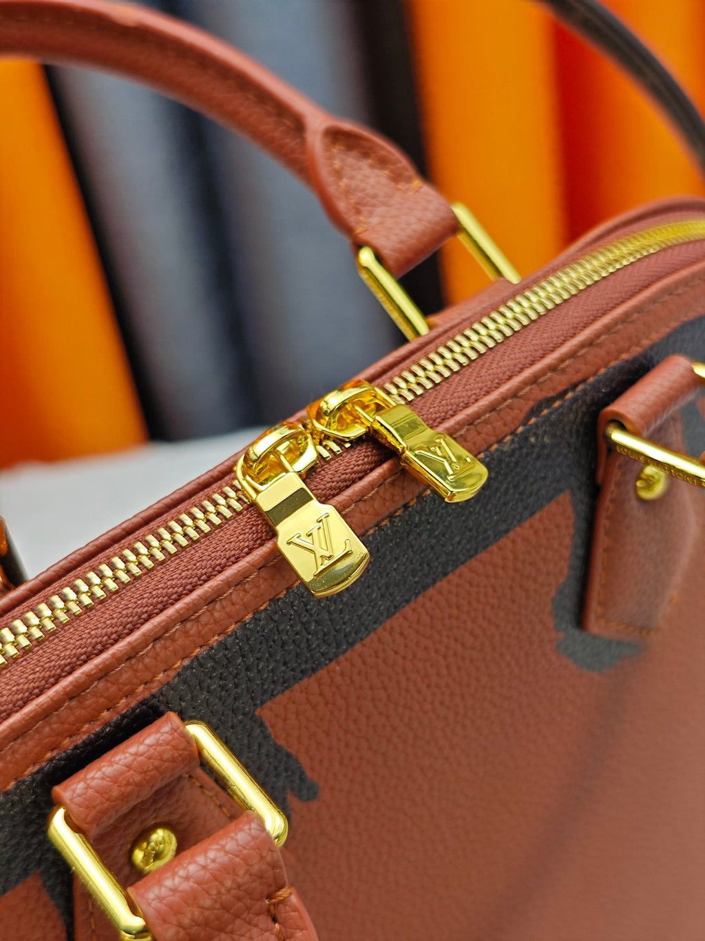 Louis Vuitton Alma Soft Cognac Top-Handle Bag — detail