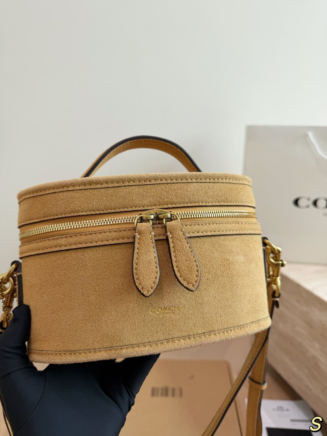 Coach Trail Top Handle Vanity Bag — model