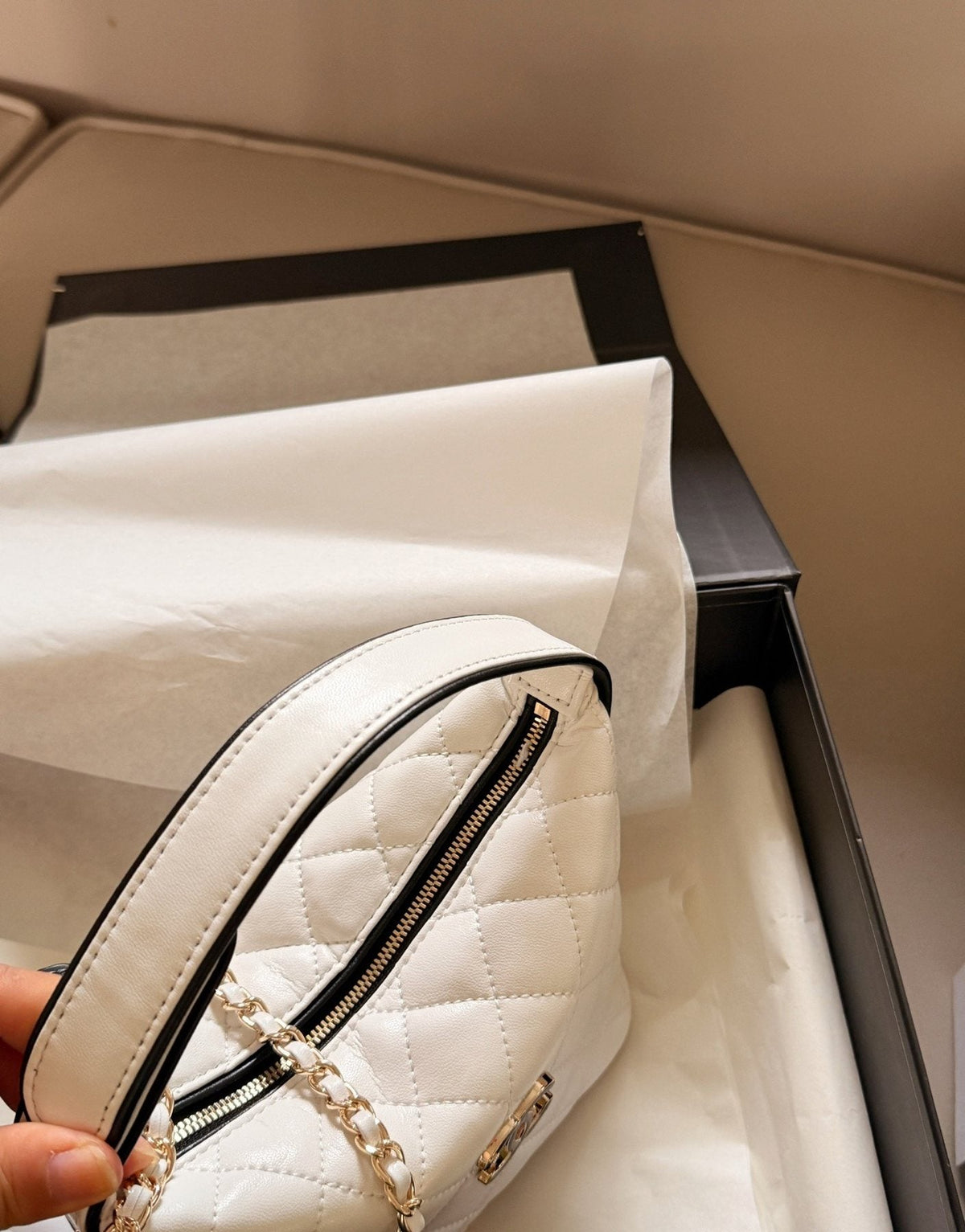 Chanel Quilted Box Top-Handle Bag — side