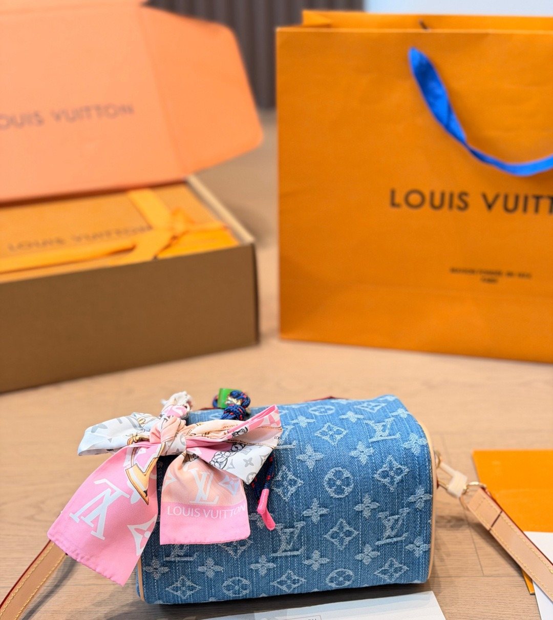 Louis Vuitton Nano Speedy Monogram Denim Bag — back