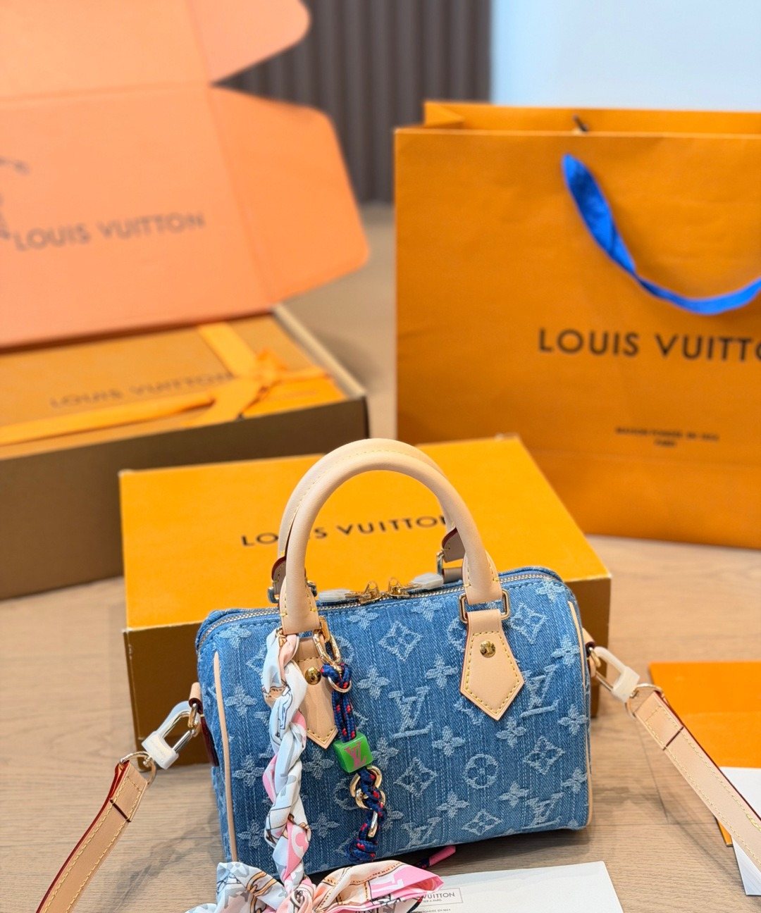 Louis Vuitton Nano Speedy Monogram Denim Bag — front