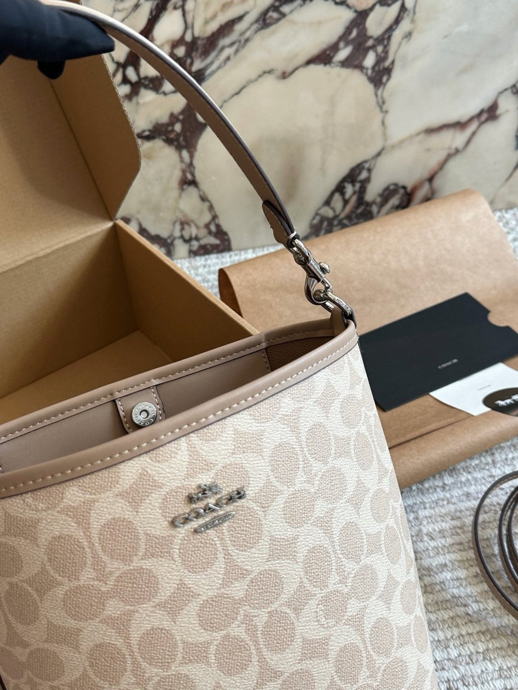 Coach Signature Pattern Bucket Bag — detail