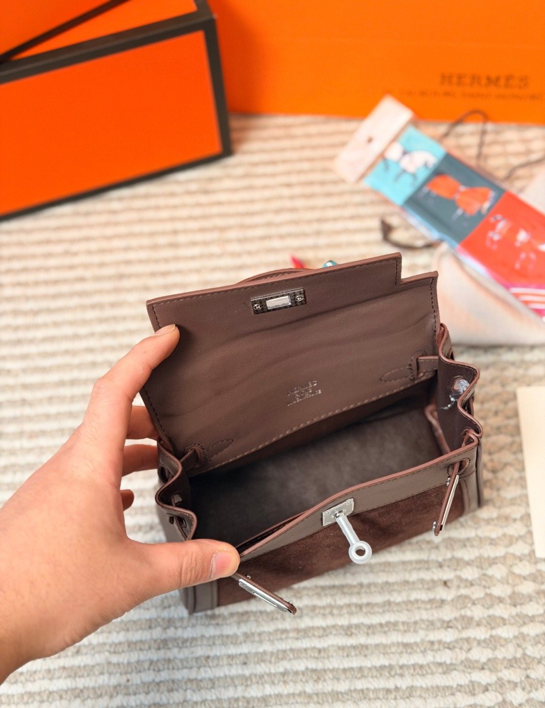 Hermès Kelly Top-Handle Bag with Silver-Tone Hardware — detail