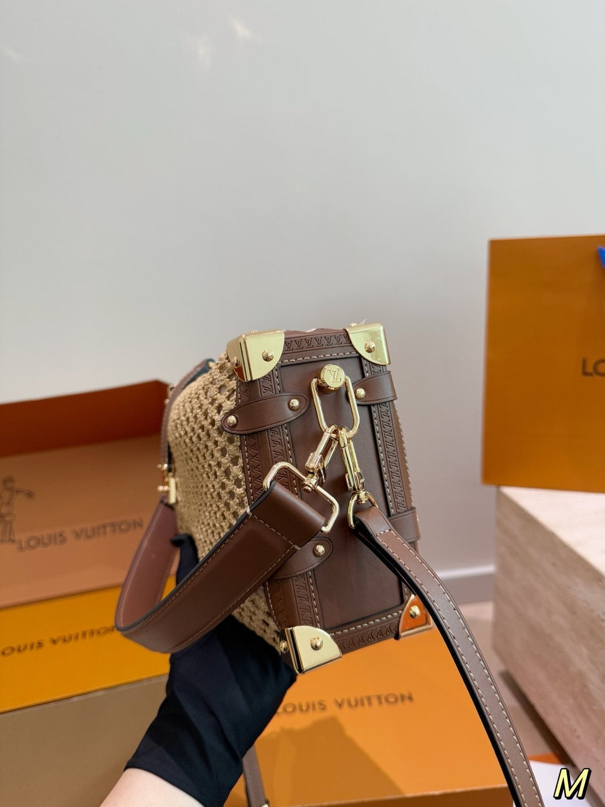 Louis Vuitton Woven Rectangular Top-Handle Bag — side