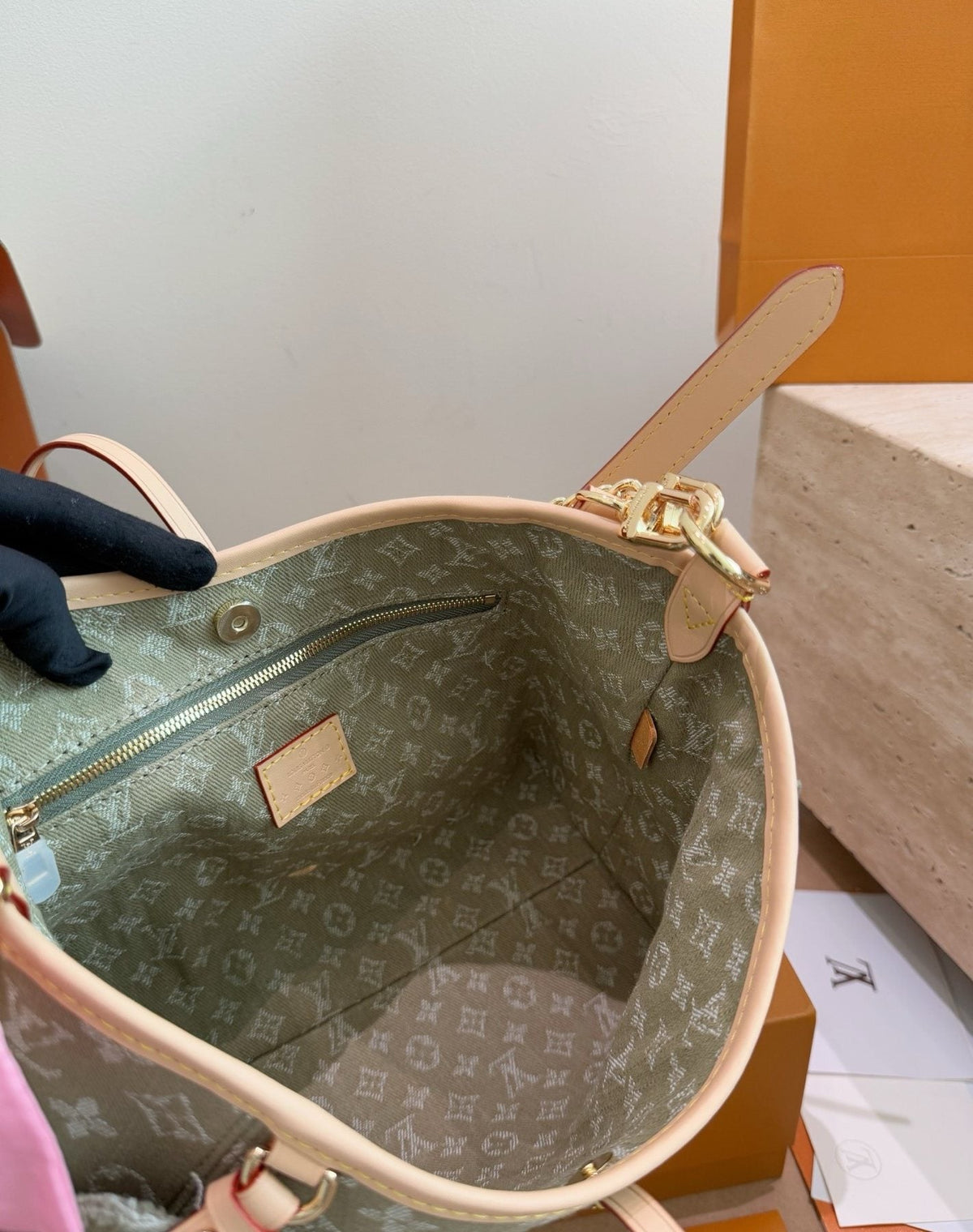 Louis Vuitton Carryall Cargo Monogram Denim Shoulder Bag — detail