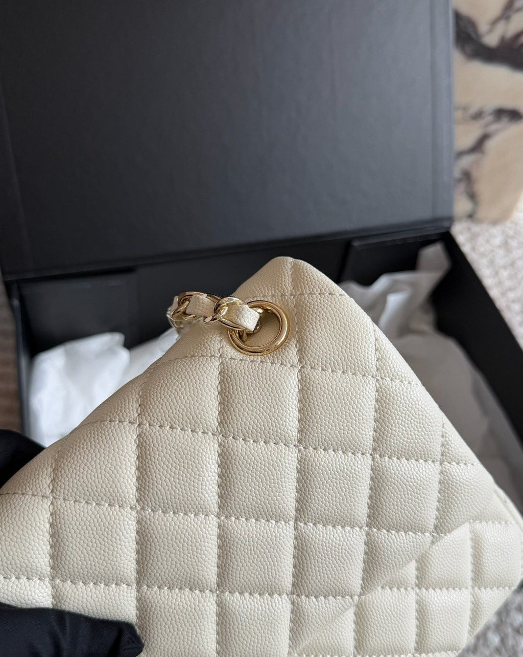 Chanel CF Quilted Chain-Strap Flap Bag — detail