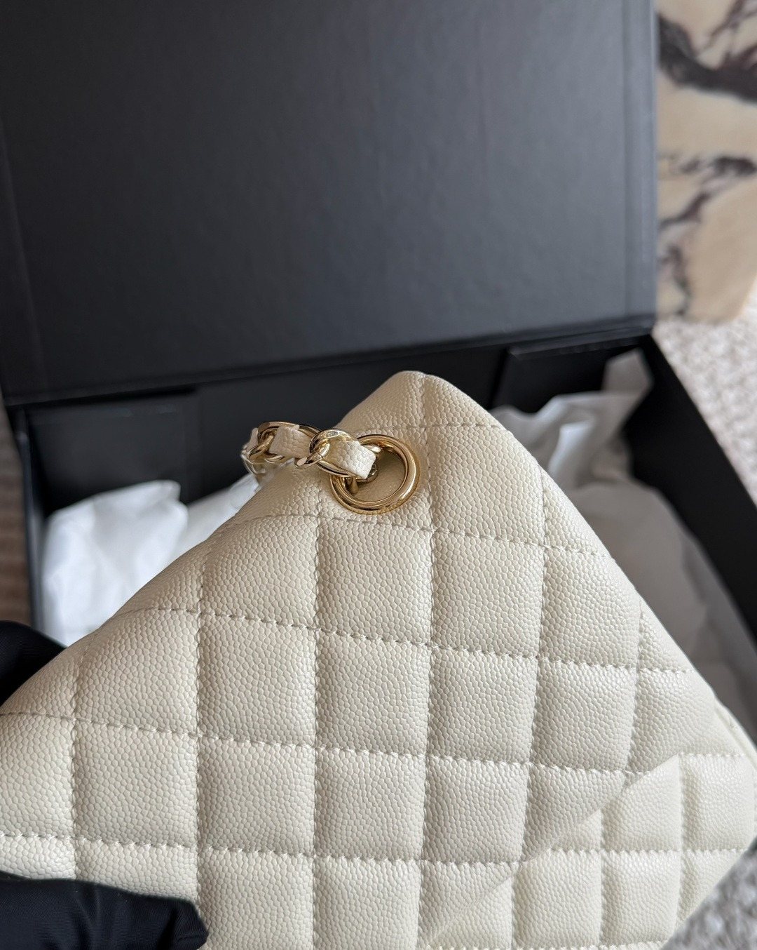 Chanel CF Quilted Chain-Strap Flap Bag — detail