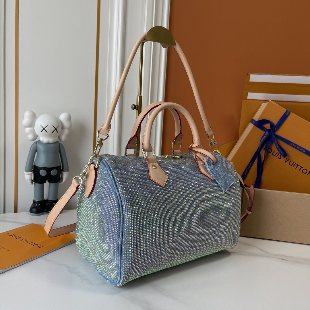 Louis Vuitton Speedy Bandoulière Crystal-Embellished Boston Bag — side
