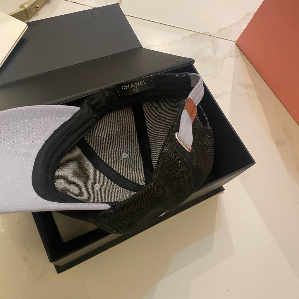 Chanel Color-Blocked Denim Baseball Cap